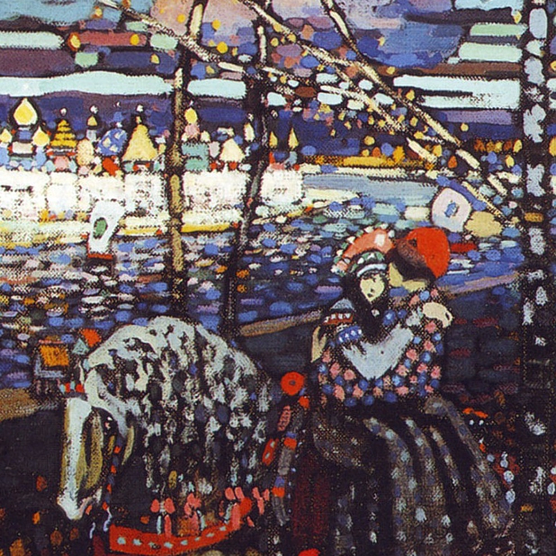 V. Kandinskij Coppia a cavallo (1906) - Olio su tela - particolare